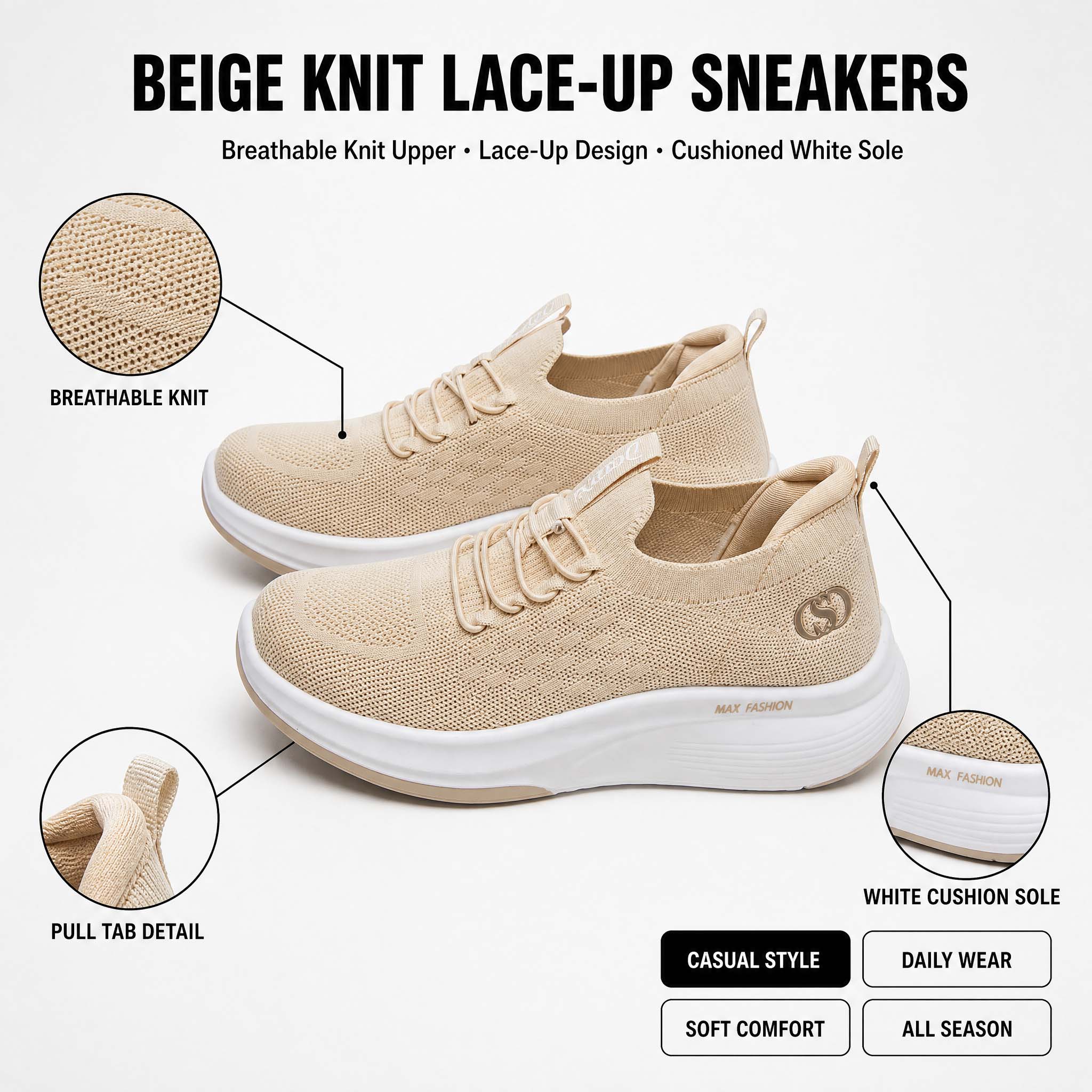 Women's Knit Platform Walking  - Knit Fabric Lace Up Sneakers review and price