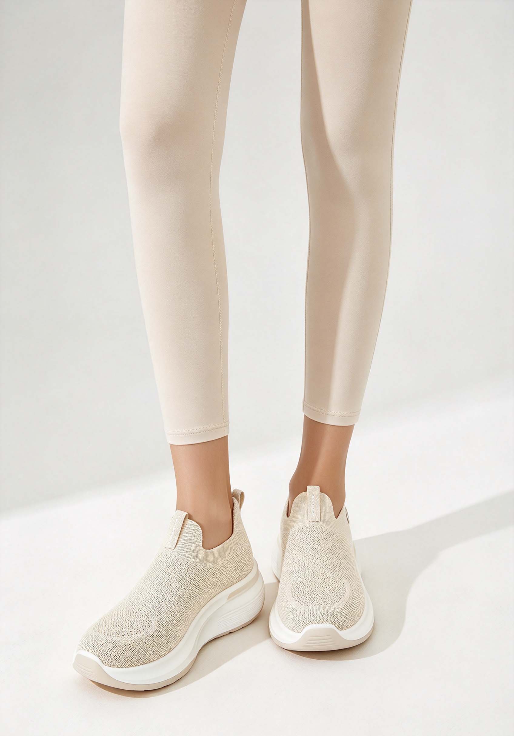Women's Knit Platform Walking  - Knit Fabric Lace Up Sneakers review and price