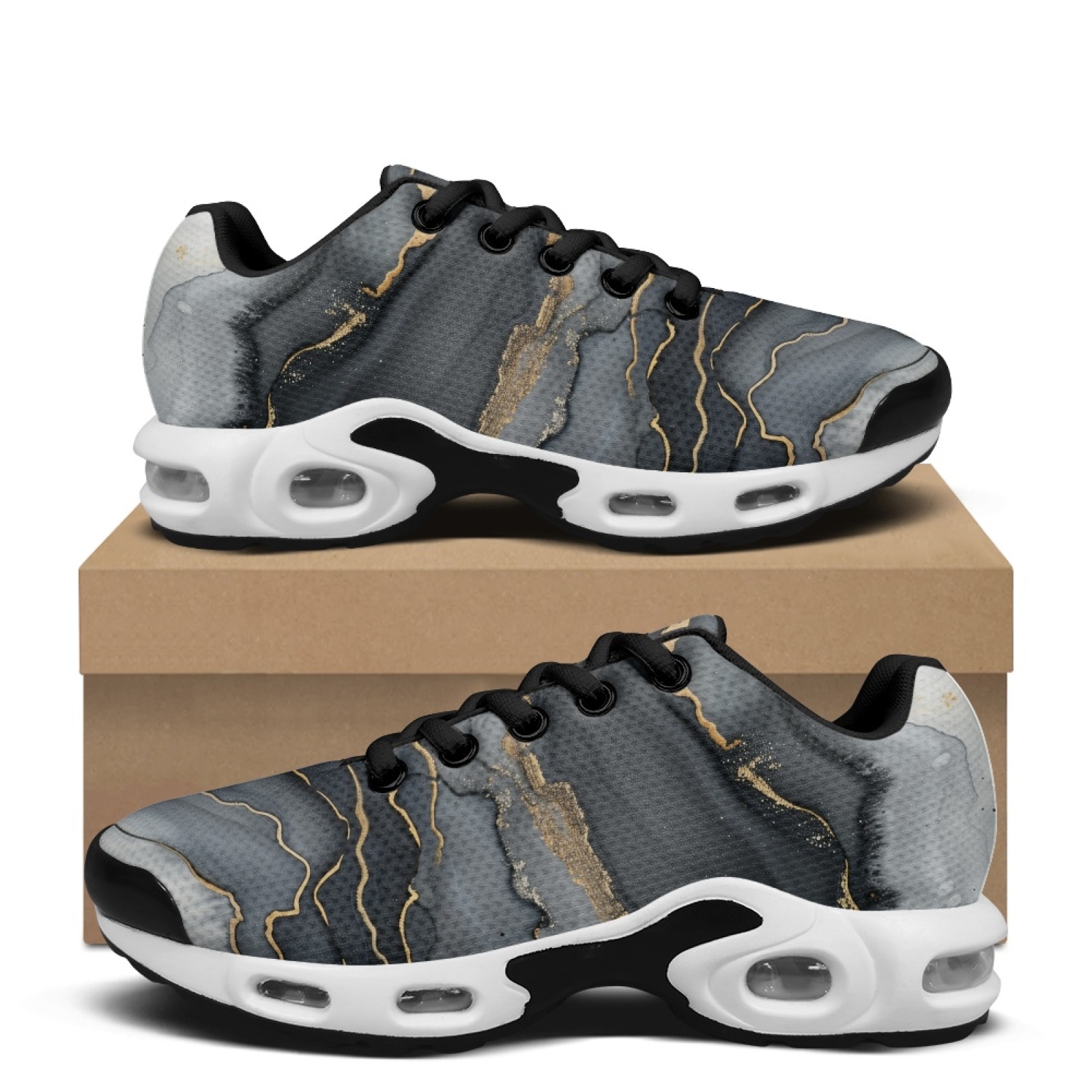 PENSTROLL Black Gold Marble Ai - Air Cushion Jogger Shoes Men review and price