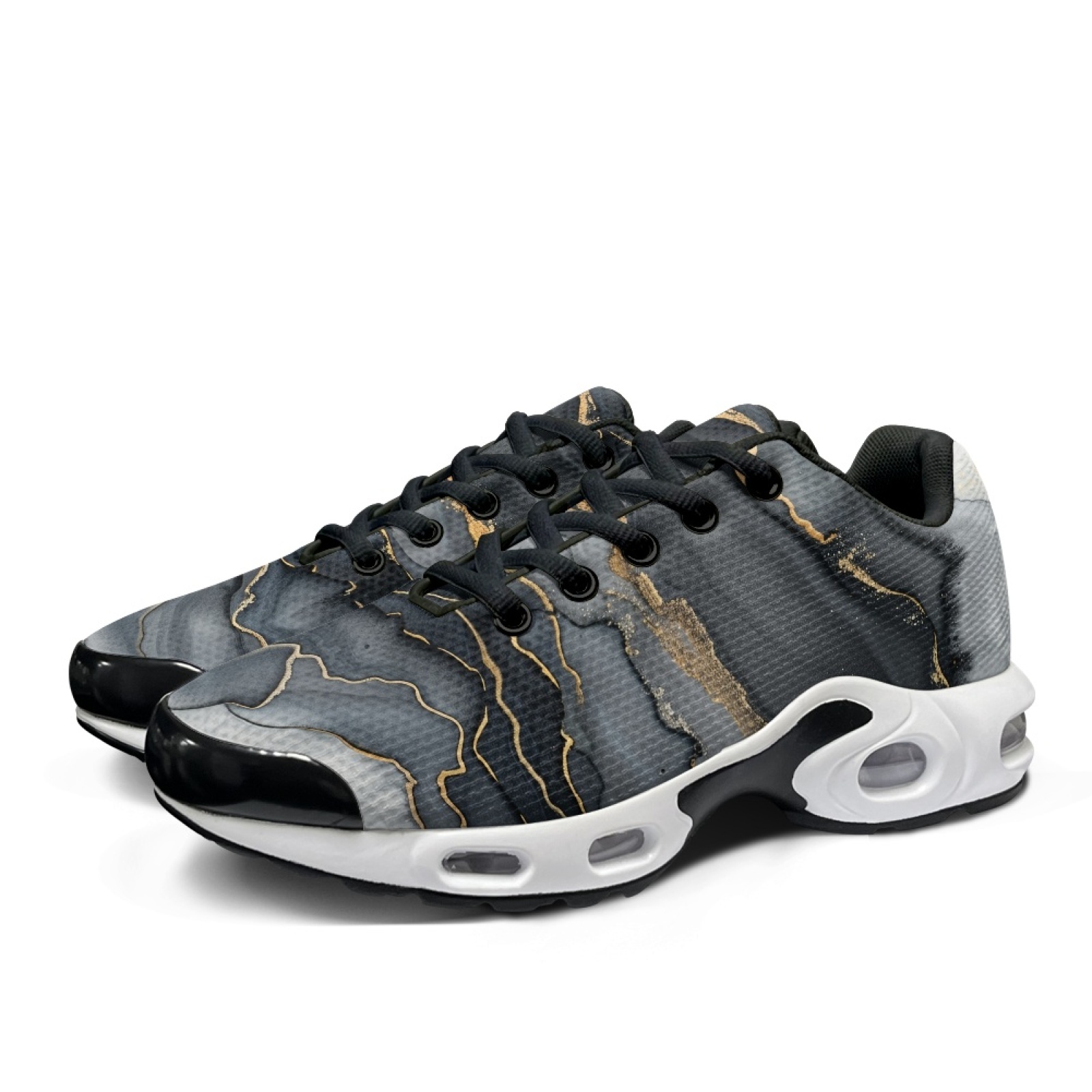 PENSTROLL Black Gold Marble Ai - Air Cushion Jogger Shoes Men review and price