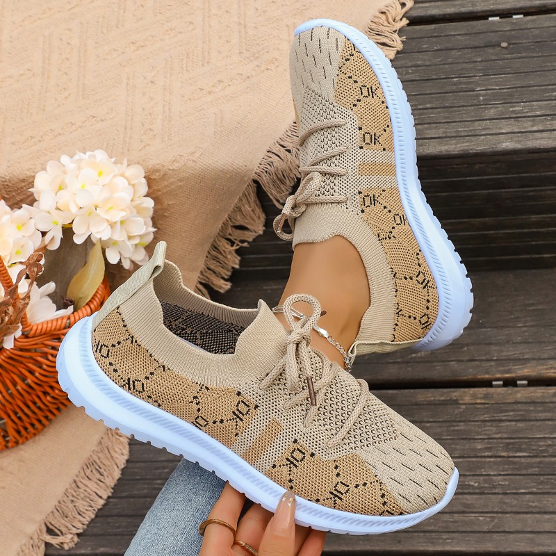 2026 New Lace Up Round Women's - Knit Fabric Lace Up Sneakers review and price