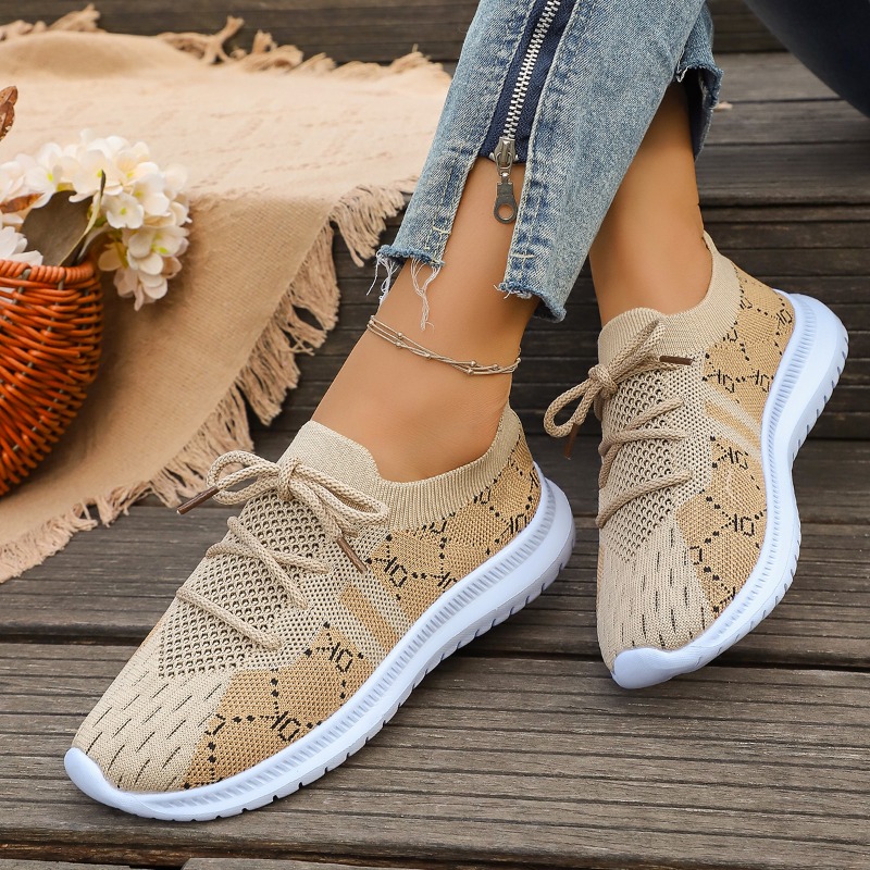 2026 New Lace Up Round Women's - Knit Fabric Lace Up Sneakers review and price